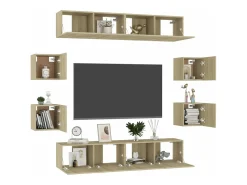 8pcs conjunto móveis de TV derivados de madeira carvalho sonoma PT155473^ Móvel De Tv