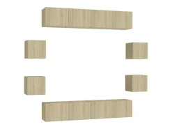 8pcs conjunto móveis de TV derivados de madeira carvalho sonoma PT155473^ Móvel De Tv