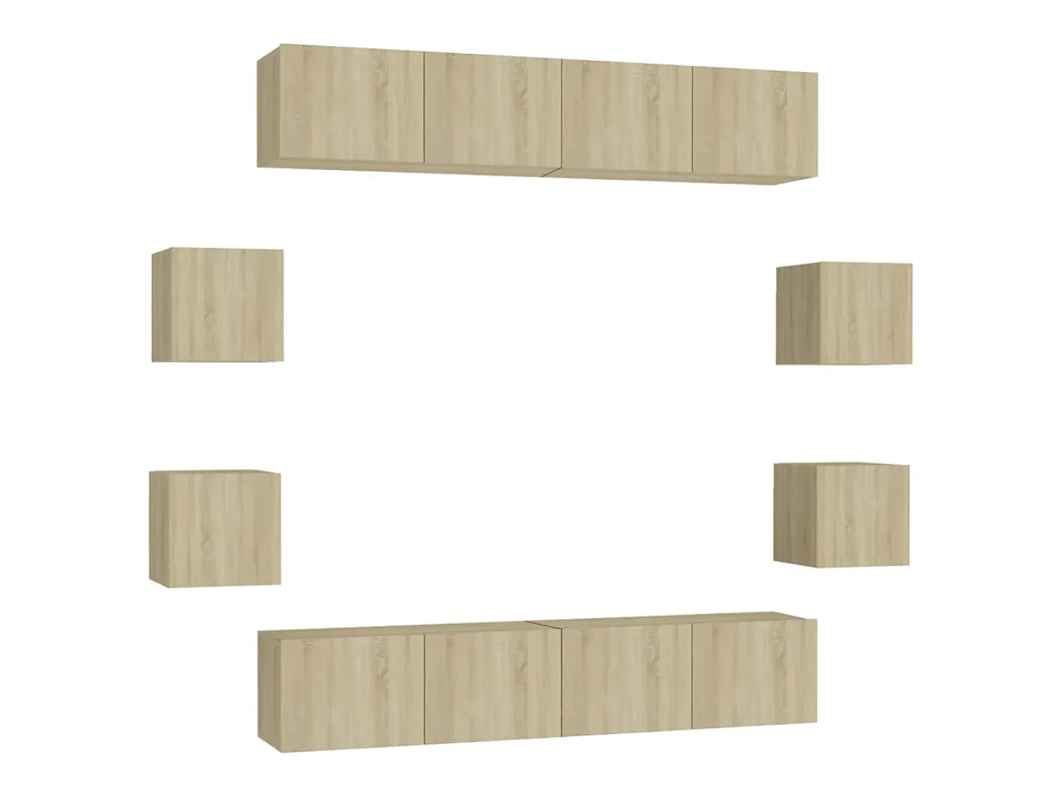 8pcs conjunto móveis de TV derivados de madeira carvalho sonoma PT155473^ Móvel De Tv