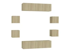 8pcs conjunto móveis de TV derivados de madeira carvalho sonoma PT705861^ Móvel De Tv
