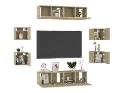8pcs conjunto móveis de TV derivados de madeira carvalho sonoma PT705861^ Móvel De Tv