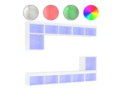 Móvel De Tv* 8pcs móveis de parede p/ TV c/ LEDs derivados de madeira PT992554 Branco