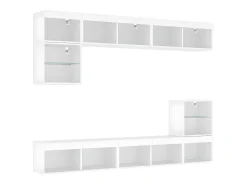Móvel De Tv* 8pcs móveis de parede p/ TV c/ LEDs derivados de madeira PT992554 Branco