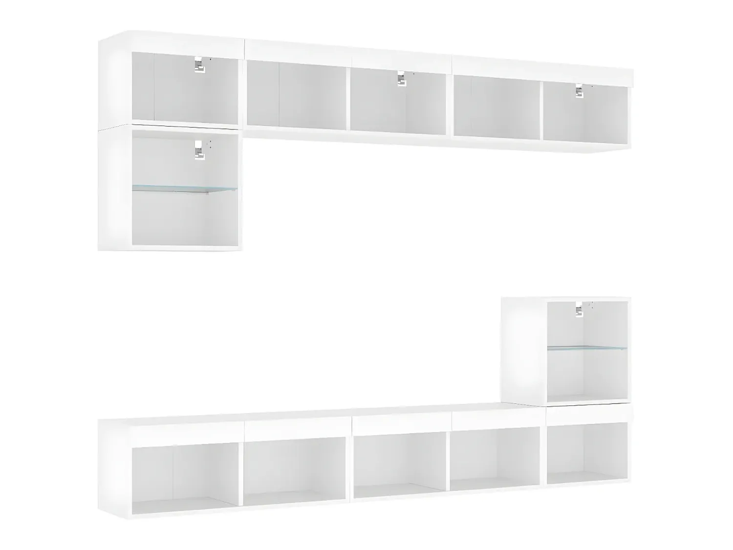 Móvel De Tv* 8pcs móveis de parede p/ TV c/ LEDs derivados de madeira PT992554 Branco