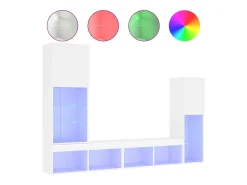 Móvel De Tv* 4pcs móveis de parede p/ TV c/ LEDs derivados de madeira PT716244 Branco