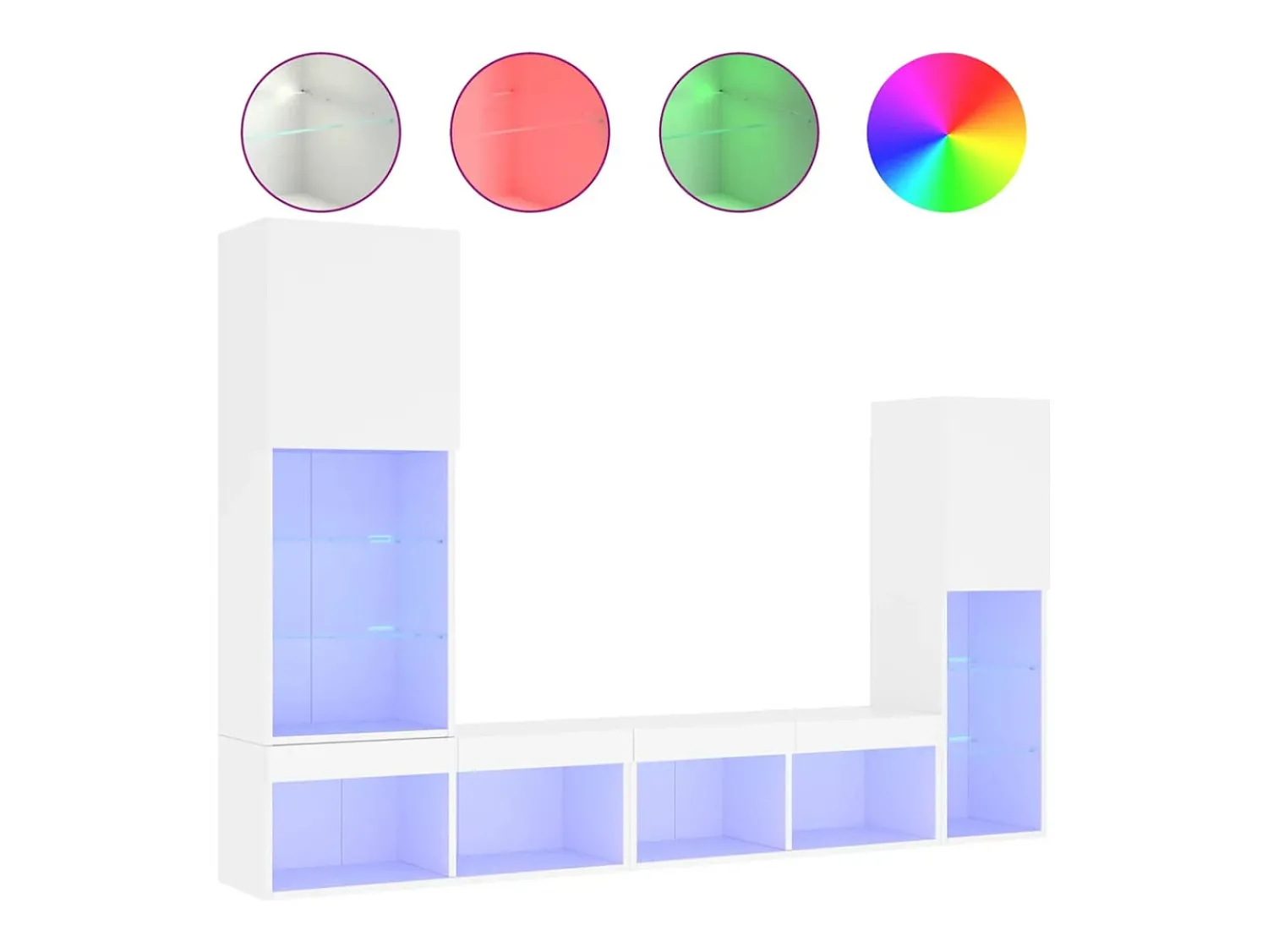 Móvel De Tv* 4pcs móveis de parede p/ TV c/ LEDs derivados de madeira PT716244 Branco
