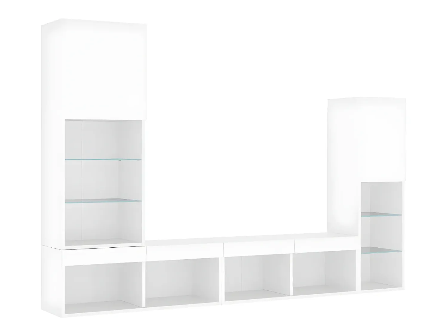 Móvel De Tv* 4pcs móveis de parede p/ TV c/ LEDs derivados de madeira PT716244 Branco