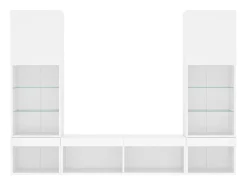 Outlet vidaxl 5pcs móveis de parede p/ TV c/ LEDs derivados de madeira Branco
