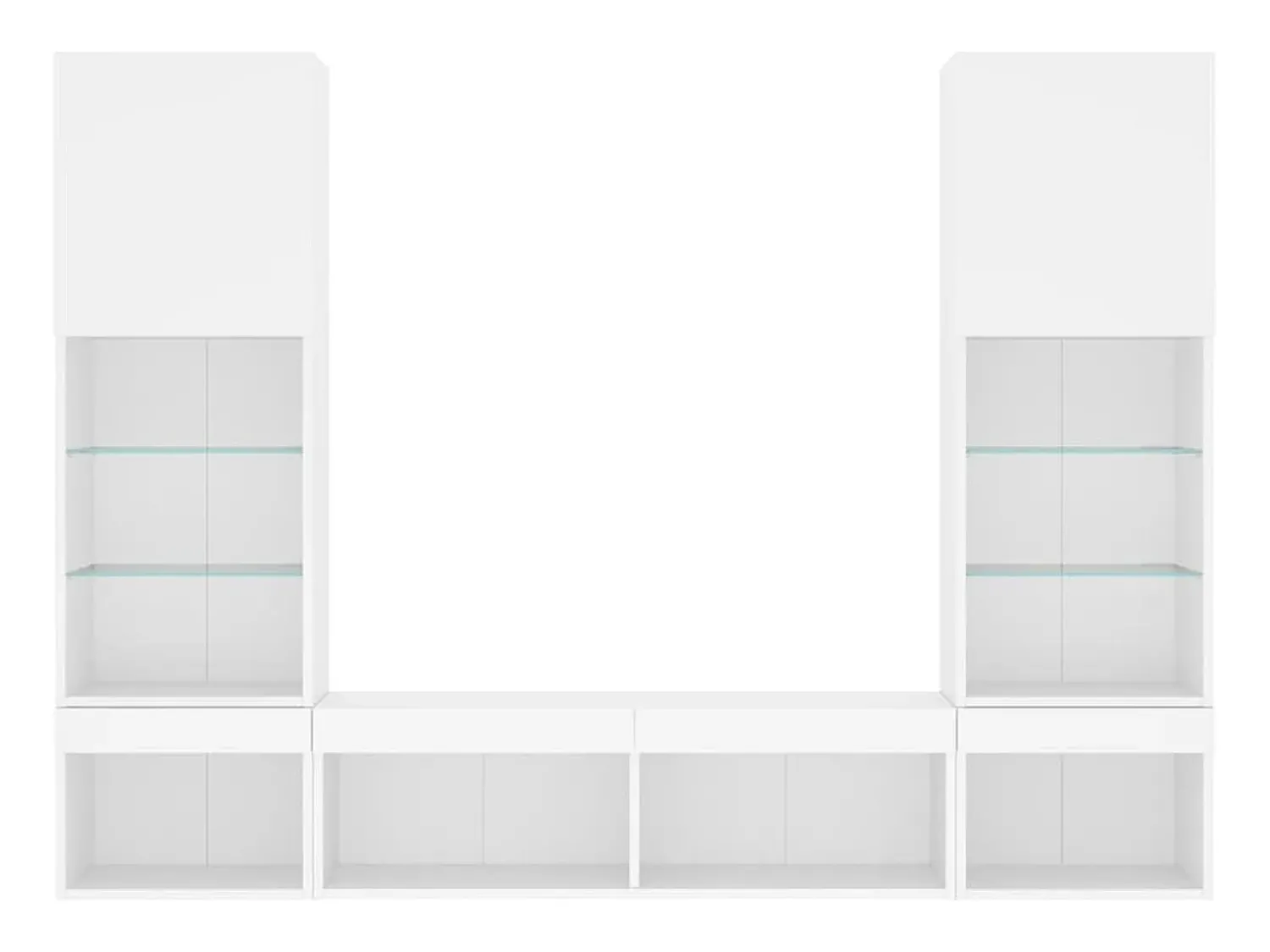 Outlet vidaxl 5pcs móveis de parede p/ TV c/ LEDs derivados de madeira Branco