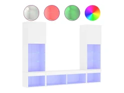 Outlet vidaxl 5pcs móveis de parede p/ TV c/ LEDs derivados de madeira Branco