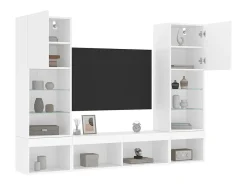 Outlet vidaxl 5pcs móveis de parede p/ TV c/ LEDs derivados de madeira Branco
