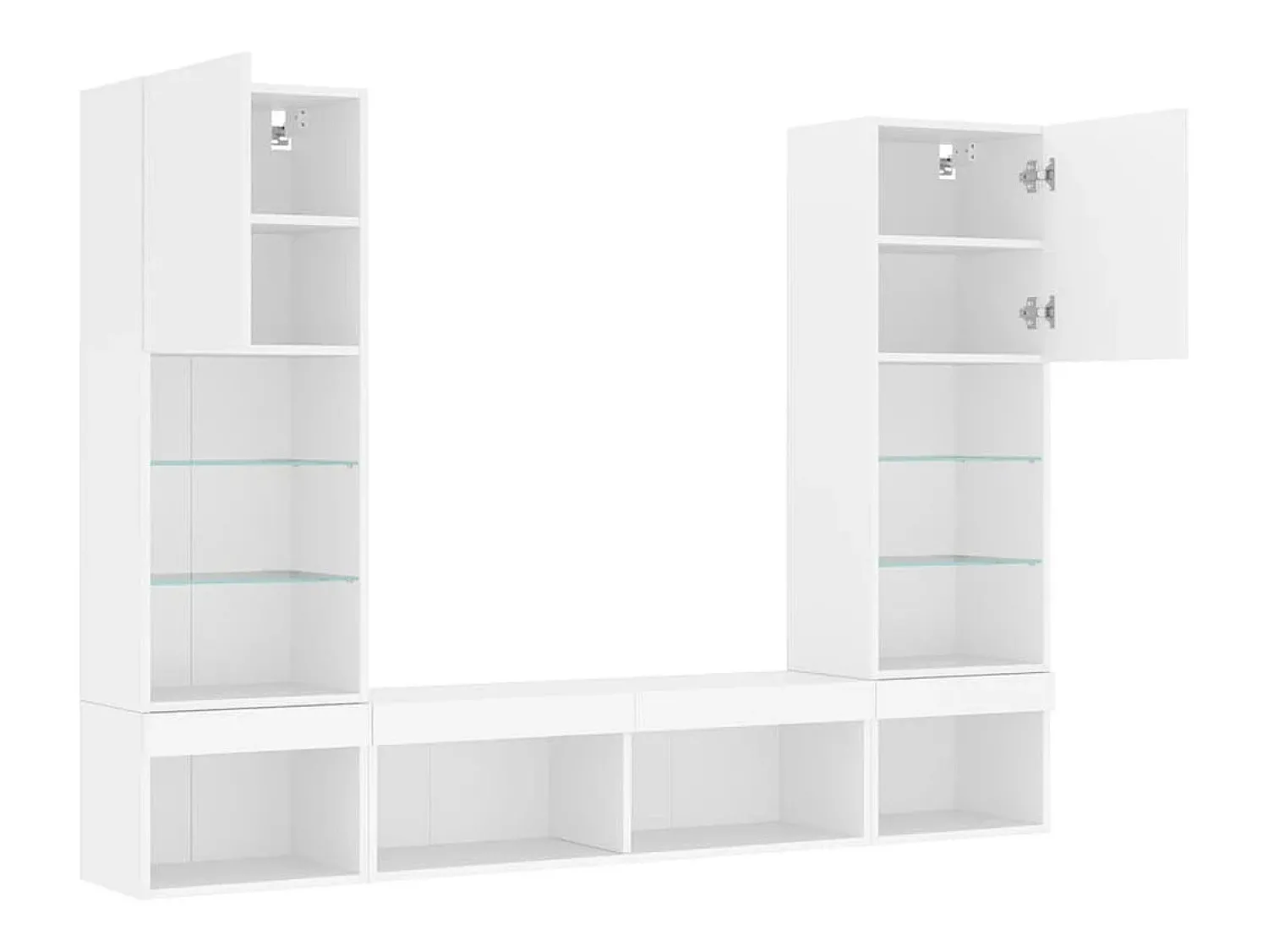 Outlet vidaxl 5pcs móveis de parede p/ TV c/ LEDs derivados de madeira Branco