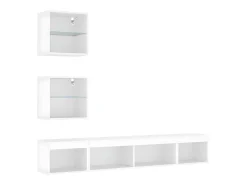 Móvel De Tv| 5pcs móveis de parede p/ TV c/ LEDs derivados de madeira PT511033 Branco