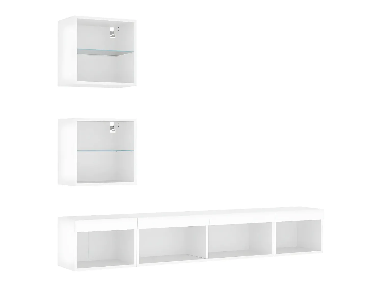Móvel De Tv| 5pcs móveis de parede p/ TV c/ LEDs derivados de madeira PT511033 Branco