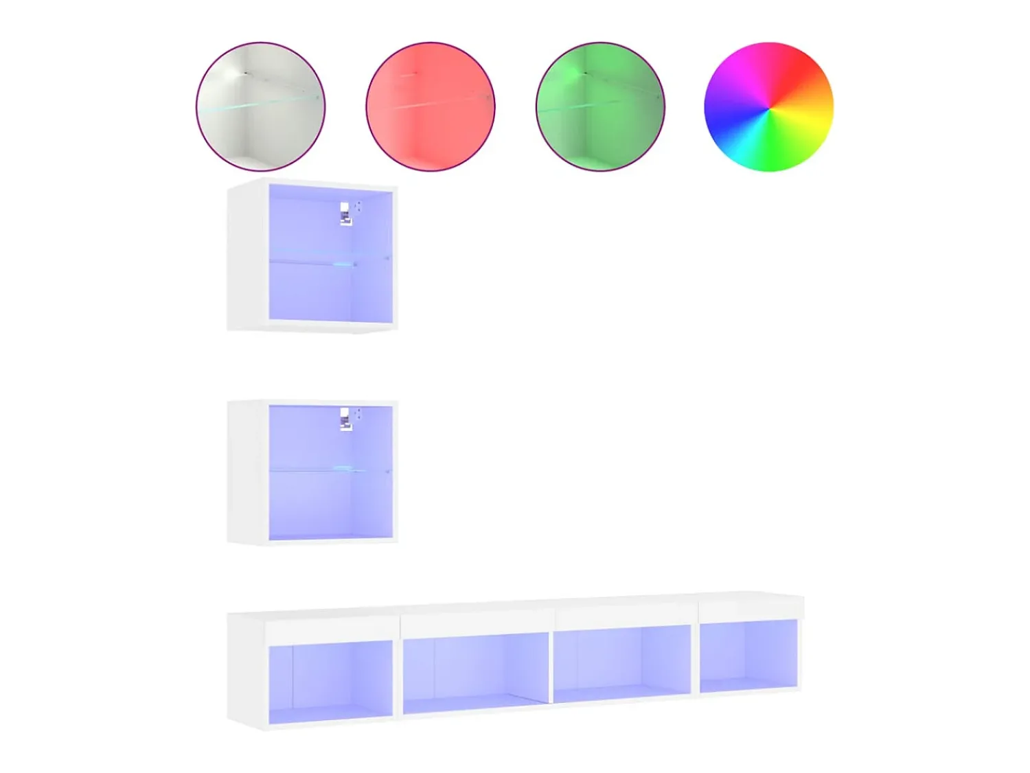 Móvel De Tv| 5pcs móveis de parede p/ TV c/ LEDs derivados de madeira PT511033 Branco
