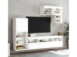 Móvel De Tv| 6pcs móveis de parede p/ TV c/ LEDs derivados de madeira PT192215 Branco