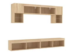 Móvel De Tv* 6pcs móveis parede p/ TV c/ LEDs deriv. madeira carvalho sonoma PT775308 Castanho