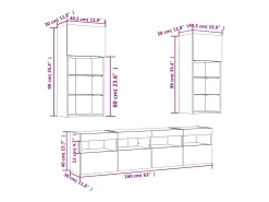Móvel De Tv*vidaxl 5pcs móveis parede p/ TV c/ LEDs deriv. madeira carvalho sonoma Castanho