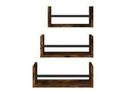 Prateleira* 3pcs prateleiras parede c/ barras deriv.madeira carvalho fumado PT834993 Castanho