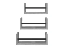 3pcs prateleiras parede c/ barras deriv. madeira cinza sonoma PT660218^ Prateleira