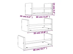 vidaxl 3pcs prateleiras parede c/ barras deriv.madeira carvalho fumado^ Prateleira