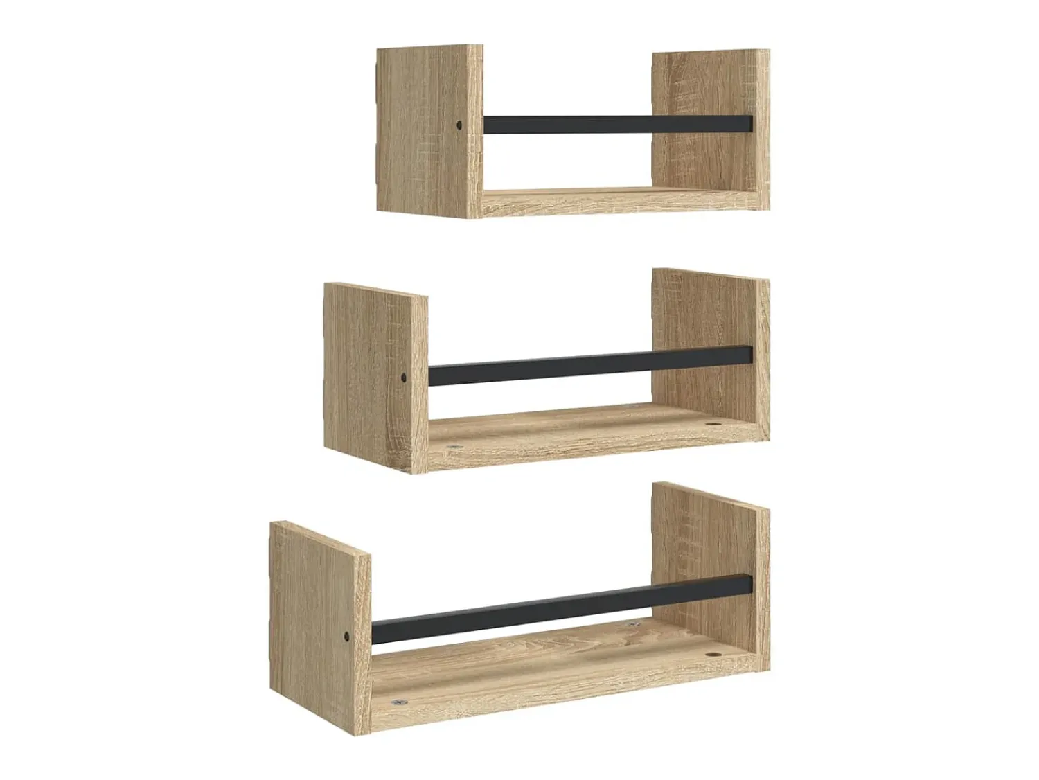 Prateleira* 3pcs prateleiras parede c/ barras deriv.madeira carvalho sonoma PT427762 Castanho