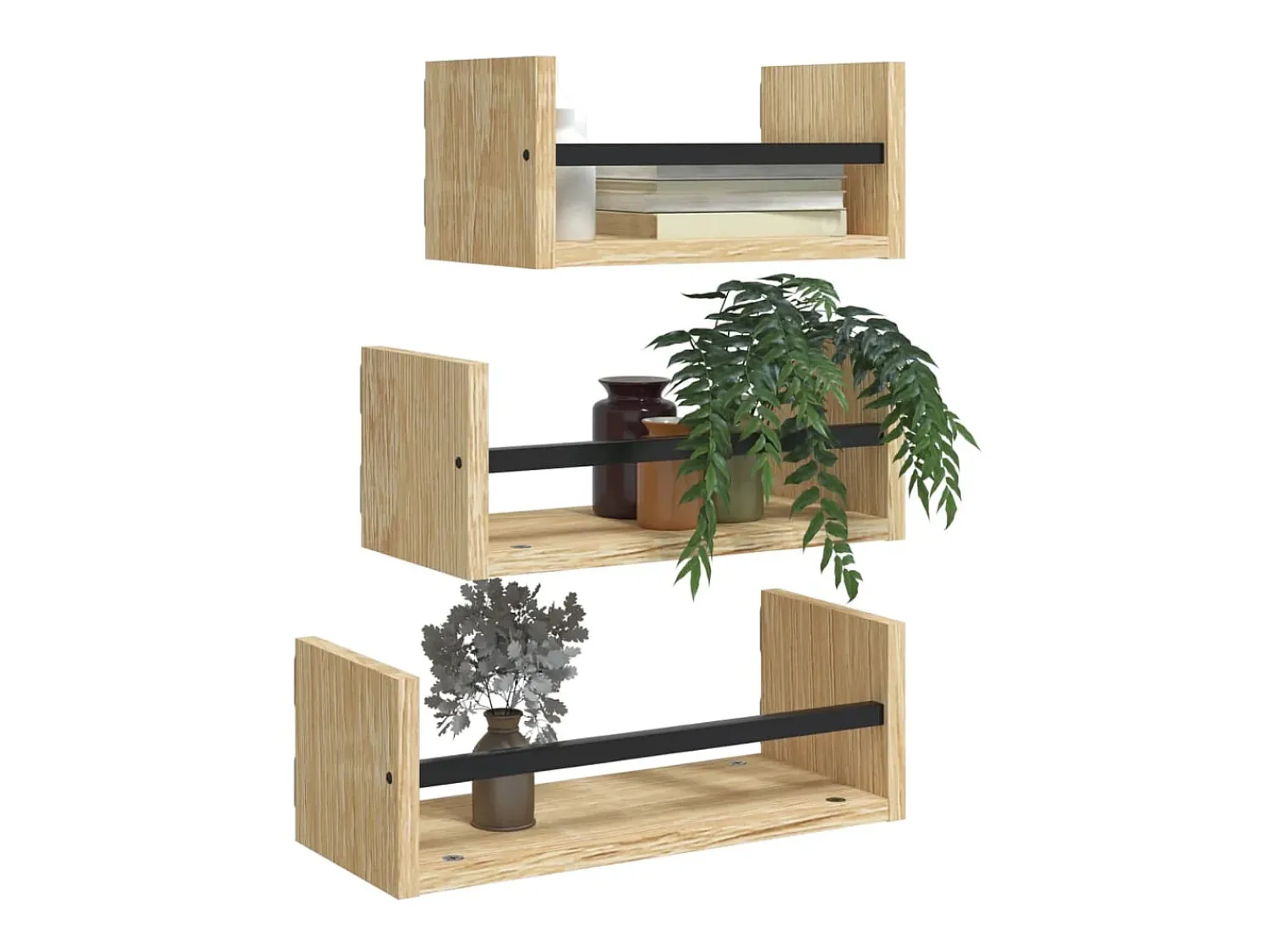 Prateleira* 3pcs prateleiras parede c/ barras deriv.madeira carvalho sonoma PT427762 Castanho