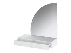 Vente-unique Penteadeira de parede com espelho LED e 2 gavetas, branca - JINEZA^ Consola