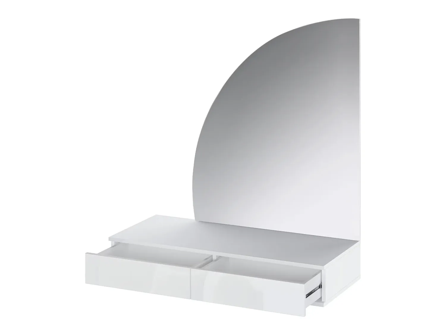 Vente-unique Penteadeira de parede com espelho LED e 2 gavetas, branca - JINEZA^ Consola