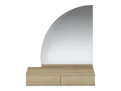 Consola|Vente-unique Penteadeira suspensa com espelho com LEDs 2 gavetas cor - JINEZA Natural claro