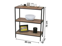 Clearance Meublorama Pequena estante aberta de 3 níveis 60x30x76cm Castanho