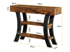 Clearance Tribesigns Pequena mesa de apoio de 105 cm para o hall, mesa de sofá rústica com 3 níveis Castanho