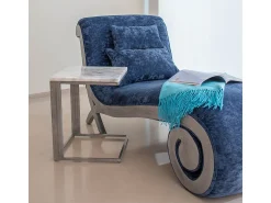 Mesa De Centro* Pequena mesa quadrada de mármore para sofá Branco