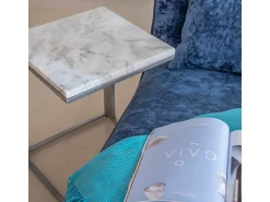 Mesa De Centro* Pequena mesa quadrada de mármore para sofá Branco