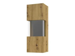 Sale Meublorama Pequena vitrine suspensa com 1 porta parcialmente envidraçada da coleção EVA. Cor carvalho e preto. Castanho