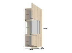 Sale Meublorama Pequena vitrine suspensa com 1 porta parcialmente envidraçada da coleção EVA. Cor carvalho e preto. Castanho