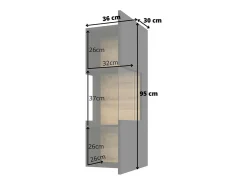 Discount Meublorama Pequena vitrine suspensa com 1 porta parcialmente envidraçada da coleção EVA. Cor preta e carvalho. Preto