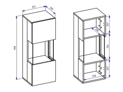 Meublorama Pequena vitrine suspensa com 1 porta parcialmente envidraçada da coleção EVA. Cor branca e carvalho. Branco