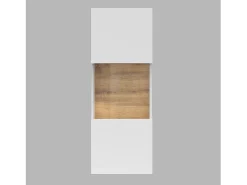 Meublorama Pequena vitrine suspensa com 1 porta parcialmente envidraçada da coleção EVA. Cor branca e carvalho. Branco