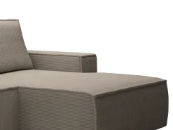 Best Vente-unique Pequeno sofá de canto direito convertível em veludo canelado bege AMELIA Taupe