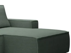 Vente-unique Pequeno sofá de canto direito convertível em veludo canelado bege AMELIA^ Sofá