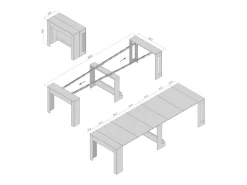 Consola* PETRA - Mesa de consola extensível de 42 cm a 3 metros - extensões integradas - capacidade para até 12 pessoas - Entrega gratuita Cinza antracite