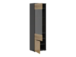Vitrina|Petits-Meubles Pia Armário expositor de 2 portas preto e madeira Natural claro