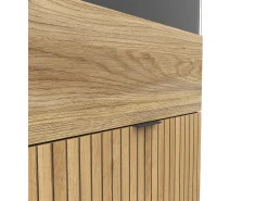 Vitrina|Petits-Meubles Pia Armário expositor de 2 portas preto e madeira Natural claro