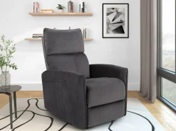 Discount Loft24 Pineto | Cadeirão reclinável com função eléctrica em veludo antracite Cinza antracite