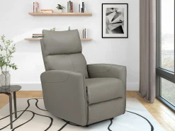 Poltrona|Loft24 Pineto | Cadeirão reclinável com função eléctrica em PU Cinzento claro