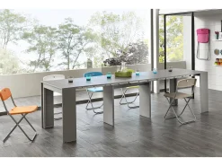 Consola* Pinóquio - Consola extensível (42,5/302,5 x 90 cm) em MDF lacado cinza Cinzento
