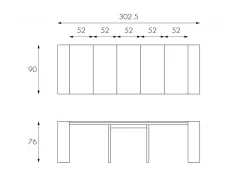 Consola* Pinóquio - Consola extensível (42,5/302,5 x 90 cm) em MDF lacado cinza Cinzento