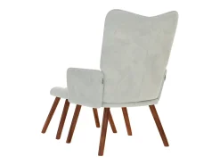 Poltrona| Poltrona | Cadeira de Sala | Cadeira Relaxante com Banco em Veludo Cinza Claro SHL873586 Cinzento