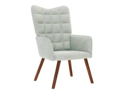 Poltrona| Poltrona | Cadeira de Sala | Cadeira Relaxante com Banco em Veludo Cinza Claro SHL873586 Cinzento